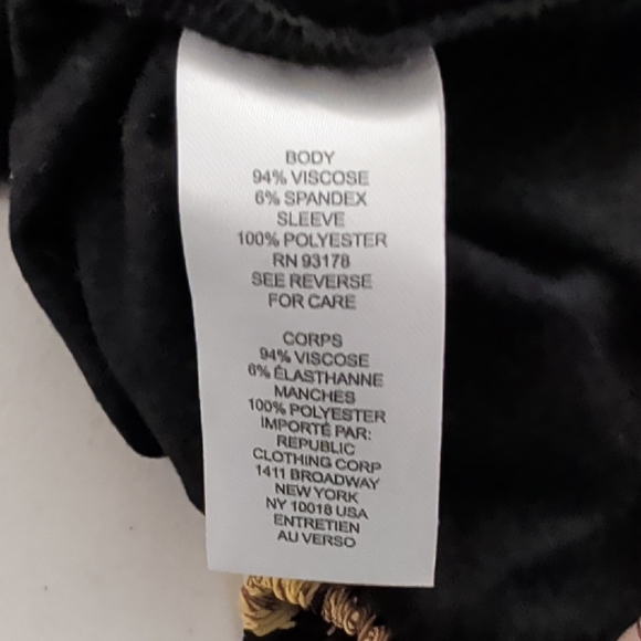 T Tahari Black Blouse with Floral Sleeves - Picture 6 of 6